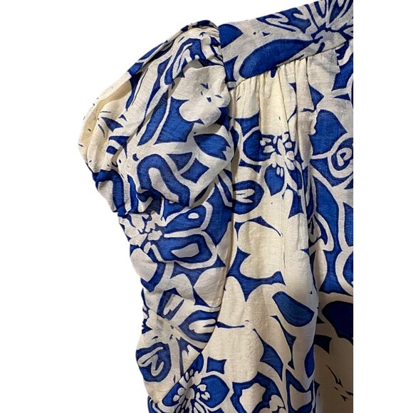 NWT Current Air Floral Maxi Dress Blue Cream Sleeveless Smocked Waist Dress XL - Picture 3 of 6